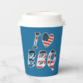 Ik hou van BBQ, Amerikaans patriottisch Papieren Bekers (Achterkant)