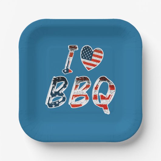 Ik hou van bbq, Amerikaans patriottisch Papieren Bordje (Voorkant)