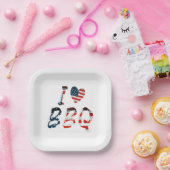 Ik hou van bbq, Amerikaans patriottisch Papieren Bordje (Feest)