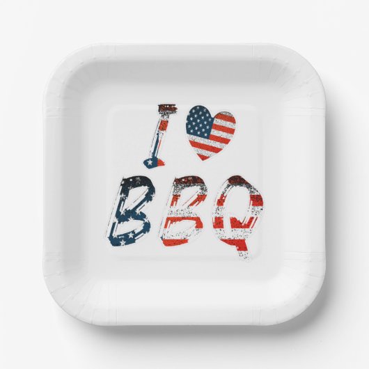 Ik hou van bbq, Amerikaans patriottisch Papieren Bordje (Voorkant)