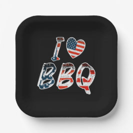 Ik hou van bbq, Amerikaans patriottisch Papieren Bordje