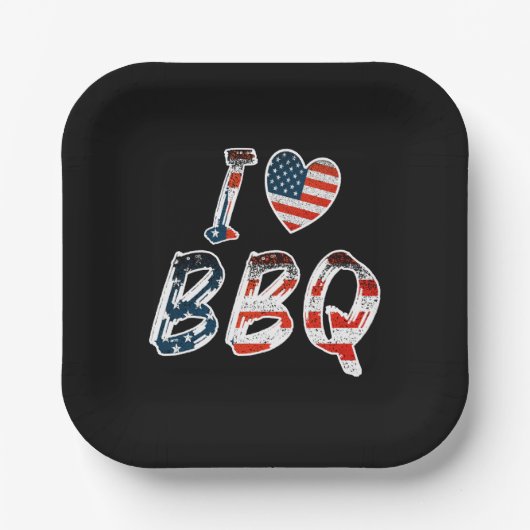Ik hou van bbq, Amerikaans patriottisch Papieren Bordje (Voorkant)