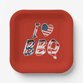 Ik hou van bbq, Amerikaans patriottisch Papieren Bordje