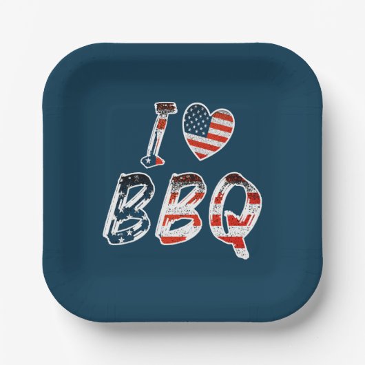 Ik hou van bbq, Amerikaans patriottisch Papieren Bordje (Voorkant)