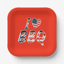 Ik hou van bbq, Amerikaans patriottisch Papieren Bordje