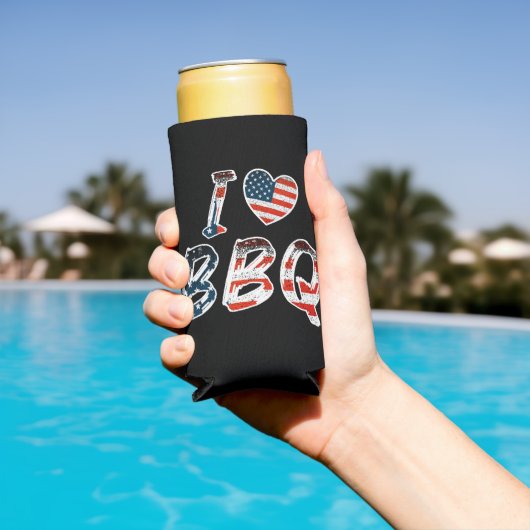 Ik hou van bbq, Amerikaans patriottisch Seltzer Blikjeskoeler (Insitu Zwembad)