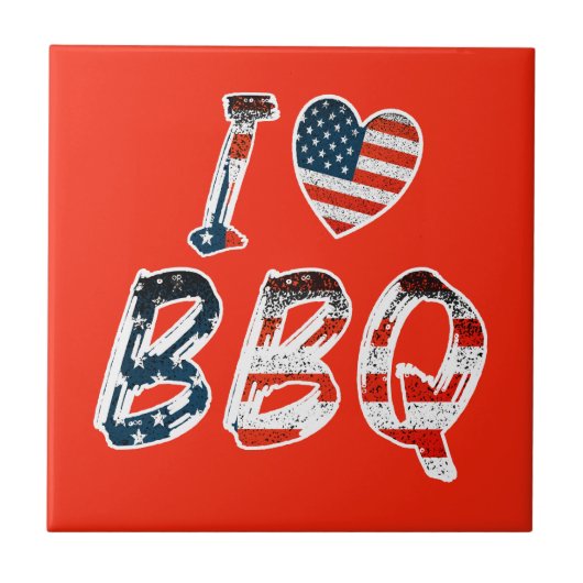 Ik hou van bbq, Amerikaans patriottisch Tegeltje (Voorkant)