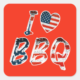 Ik hou van BBQ, Amerikaans patriottisch Vierkante Sticker