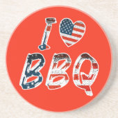 Ik hou van bbq, Amerikaans patriottisch Zandsteen Onderzetter (Voorkant)
