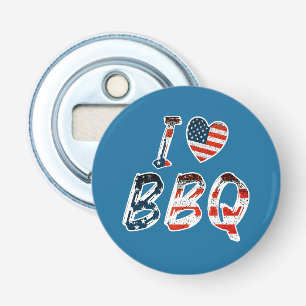 Ik hou van BBQ, Amerikaanse patriottisch Button Flesopener