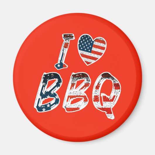 Ik hou van BBQ, Amerikaanse patriottisch Magneet (Voorkant)