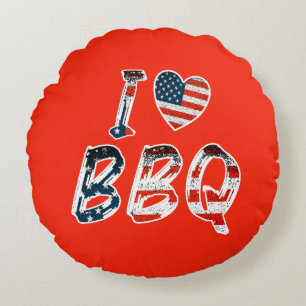 Ik hou van BBQ, Amerikaanse patriottisch Rond Kussen