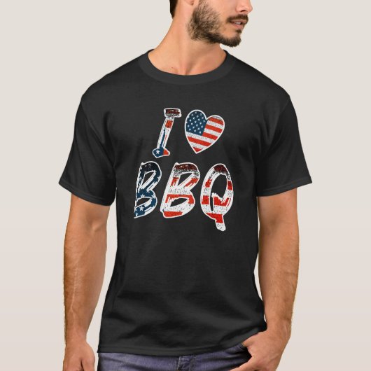 Ik hou van BBQ, Amerikaanse patriottisch T-shirt (Voorkant)