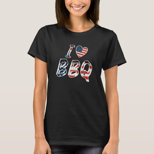 Ik hou van BBQ, Amerikaanse patriottisch T-shirt (Voorkant)