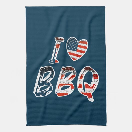 Ik hou van BBQ, Amerikaanse patriottisch Theedoek (Verticaal)