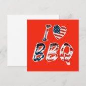 Ik hou van BBQ, Amerikaanse patriottische uitnodig (Voorkant / Achterkant)