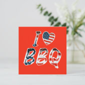 Ik hou van BBQ, Amerikaanse patriottische uitnodig (Staand voorkant)