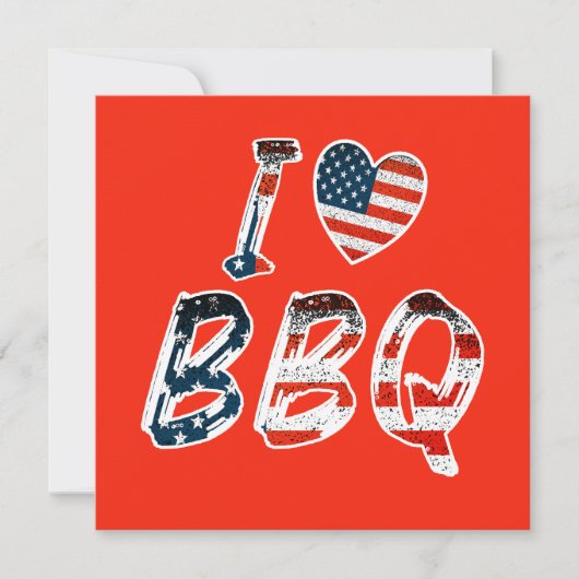 Ik hou van BBQ, Amerikaanse patriottische uitnodig (Voorkant)
