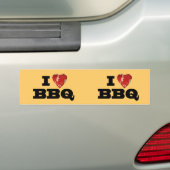 Ik hou van BBQ, Steak Hart Vorm Grappig Grillen Bumpersticker (Op auto)