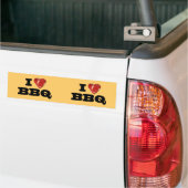 Ik hou van BBQ, Steak Hart Vorm Grappig Grillen Bumpersticker (Op Truck)
