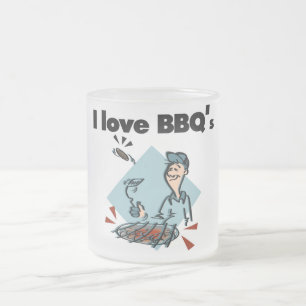Ik hou van BBQ's, T-shirts en cadeaus Matglas Koffiemok