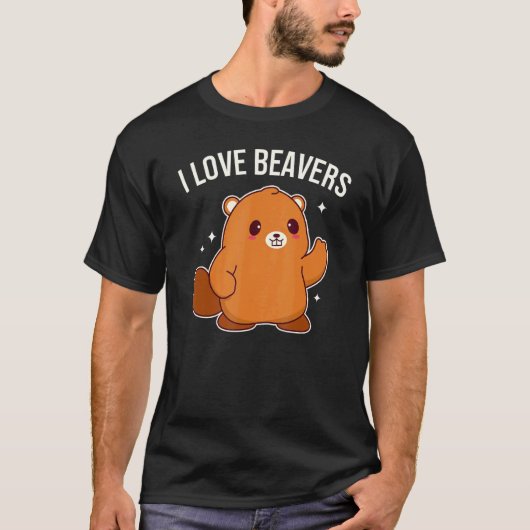 Ik hou van Beavers Cute Beaver Graphic T-shirt (Voorkant)