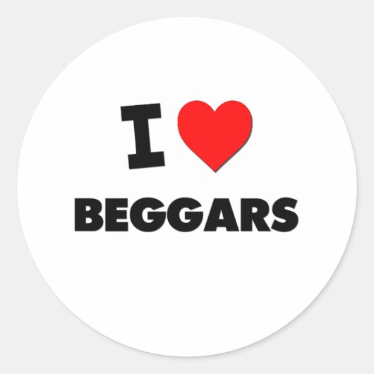 Ik hou van bedelaars ronde sticker (Voorkant)