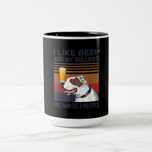 Ik hou van Beer en mijn Bulldog en misschien 3 men Tweekleurige Koffiemok