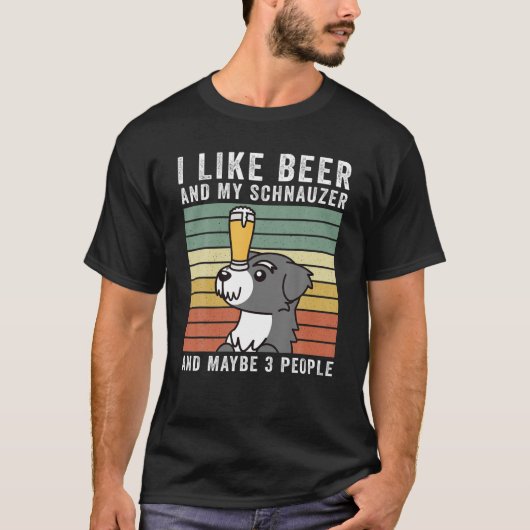 Ik hou van Beer en mijn Schnauzer Retro Dog T-shirt (Voorkant)