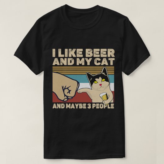 Ik hou van beer mijn kat en misschien 3 mensen met t-shirt (Design voorkant)