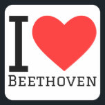 Ik hou van Beethoven  Vierkante Sticker<br><div class="desc">Ik hou van Beethoven ,  voor klassieke muziekliefhebbers</div>
