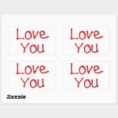 Ik hou van belettering rechthoekige sticker (Vel)