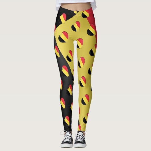 Ik hou van België, Belgische vlag, hartspatroon Leggings (Voorkant)