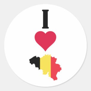 Ik hou van België Vertical I Heart Country Flag Ma Ronde Sticker