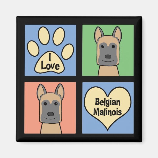 Ik hou van Belgische Malinois Magneet (Voorkant)