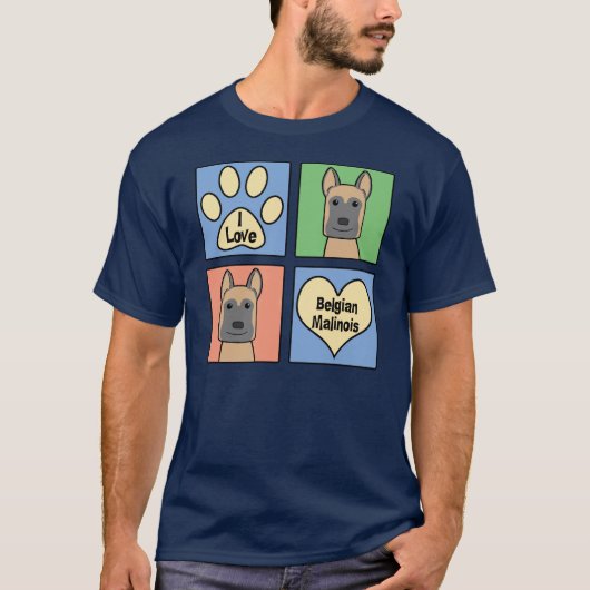 Ik hou van Belgische Malinois T-shirt (Voorkant)