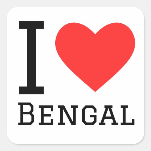 Ik hou van Bengalen Vierkante Sticker (Voorkant)