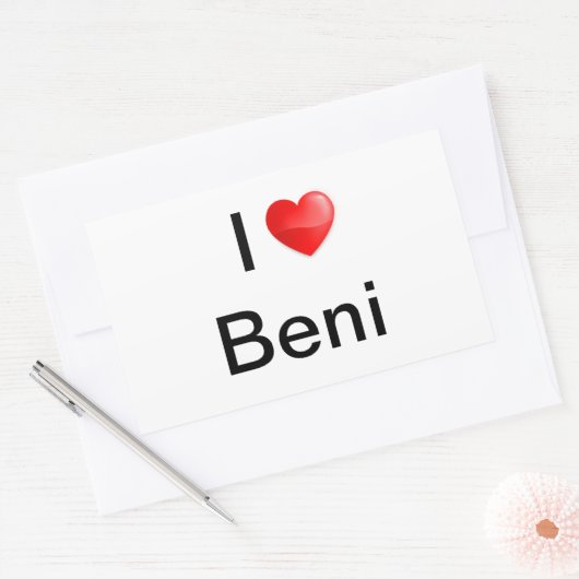 Ik hou van Beni Rechthoekige Sticker (Envelop)
