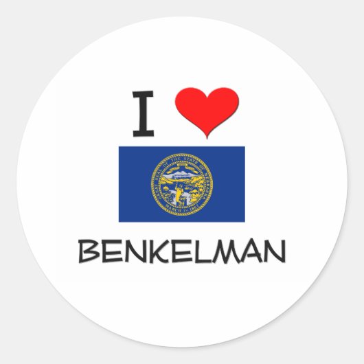 Ik hou van Benkelman Nebraska Ronde Sticker (Voorkant)