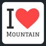 Ik hou van berg vierkante sticker<br><div class="desc">Ik hou van berg,  voor landschapsliefhebbers</div>