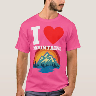 Ik hou van bergen hart ontwerp voor bergbeklimmen t-shirt