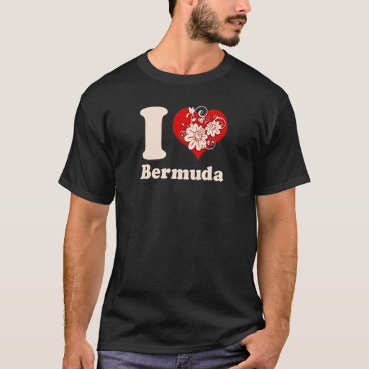 Ik hou van Bermuda bloemhart T-shirt (Voorkant)