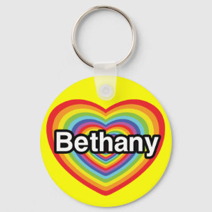 Ik hou van Bethany: regenbooghart Sleutelhanger