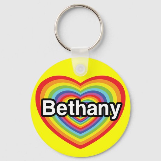 Ik hou van Bethany: regenbooghart Sleutelhanger (Voorkant)