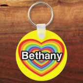 Ik hou van Bethany: regenbooghart Sleutelhanger (Voorkant)