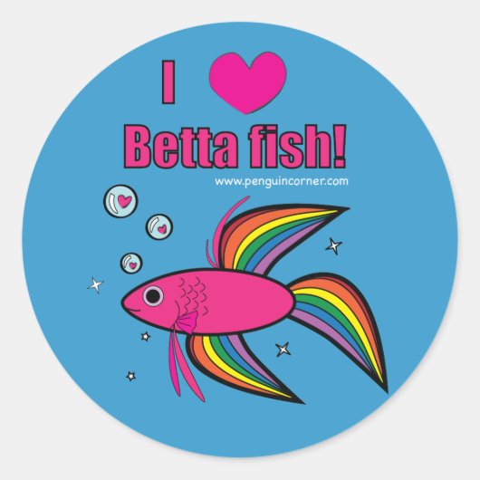 Ik hou van Betta Fish! Ronde Sticker (Voorkant)