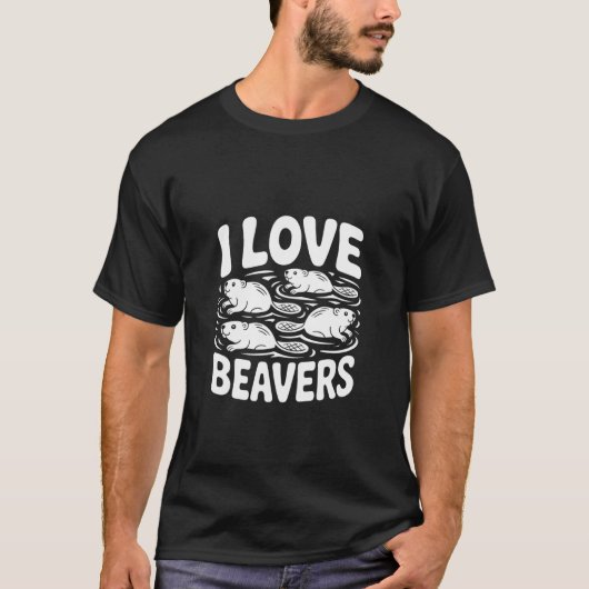 Ik hou van bevers grappig leuk ontwerp t-shirt (Voorkant)