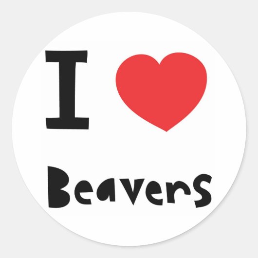 Ik hou van bevers ronde sticker (Voorkant)