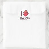 Ik hou van bevers ronde sticker (Tas)