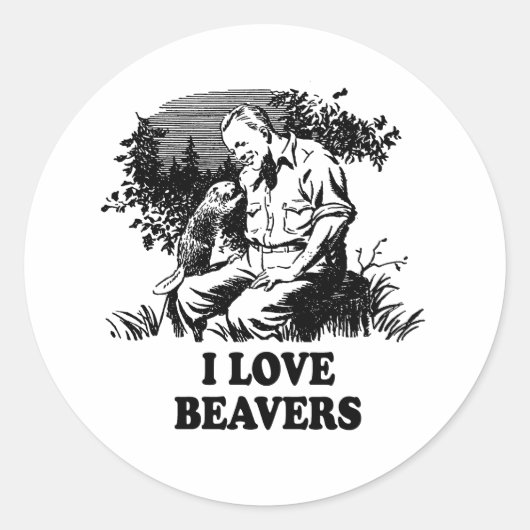 Ik hou van bevers ronde sticker (Voorkant)